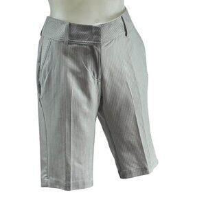 TOMMY ARMOUR Women's Shorts Polyester Knee Length Grey Striped Stretch Size 6